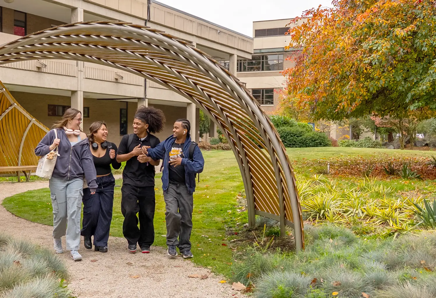 Students walking on campus