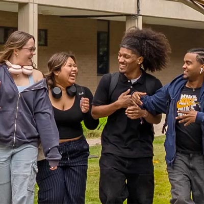 students walking on campus