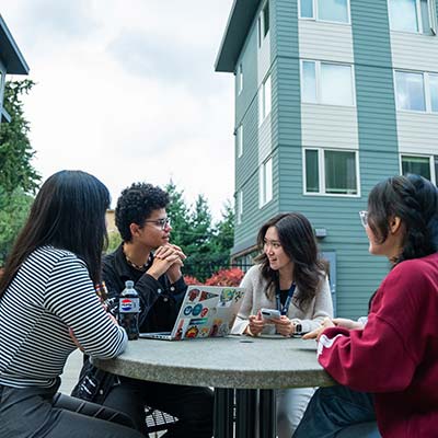 Students at Triton Court residence hall