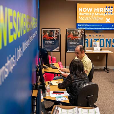 students in the Career Action Center